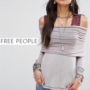 Free People Cosmo Cowl Neck Long Sleeve Taupe Top